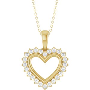 Ladies Natural Diamond Heart Necklace (Si2-Si3, G-H) — 14K Yellow Gold