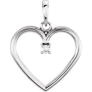 Ladies Natural Diamond Heart Pendant (I1, G-H) — Sterling Silver