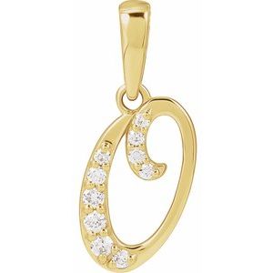 Ladies Natural Diamond Initial O Pendant (I1, G-H) — 14K Yellow Gold