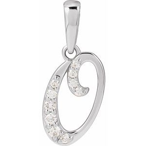 Ladies Natural Diamond Initial O Pendant (I1, G-H) — 14K White Gold