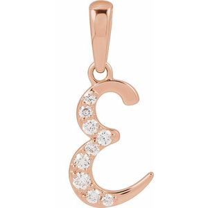 Ladies Natural Diamond Initial E Pendant (I1, G-H) — 14K Rose Gold