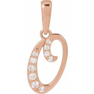 Ladies Natural Diamond Initial O Pendant (I1, G-H) — 14K Rose Gold