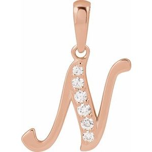 Ladies Natural Diamond Initial N Pendant (I1, G-H) — 14K Rose Gold