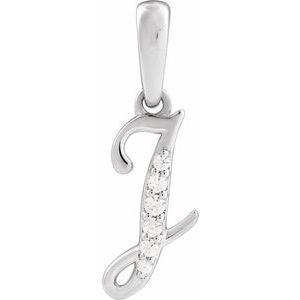 Ladies Natural Diamond Initial J Pendant (I1, G-H) — 14K White Gold