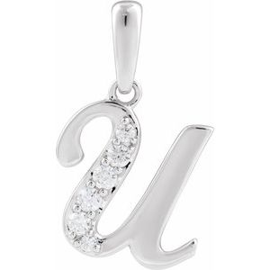Ladies Natural Diamond Initial U Pendant (I1, G-H) — 14K White Gold
