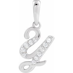 Ladies Natural Diamond Initial Y Pendant (I1, G-H) — 14K White Gold