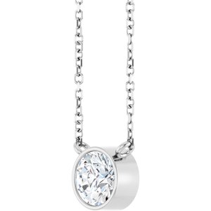 Lab-Grown Diamond Bezel-Set Solitaire Necklace - Style 88144