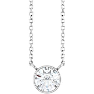 Lab-Grown Diamond Bezel-Set Solitaire Necklace - Style 88144
