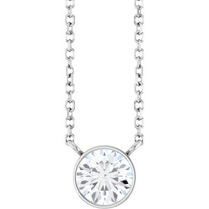Lab-Grown Diamond Bezel-Set Solitaire Necklace - Style 88144