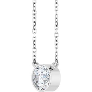 Lab-Grown Diamond Bezel-Set Solitaire Necklace - Style 88144