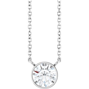 Lab-Grown Diamond Bezel-Set Solitaire Necklace - Style 88144