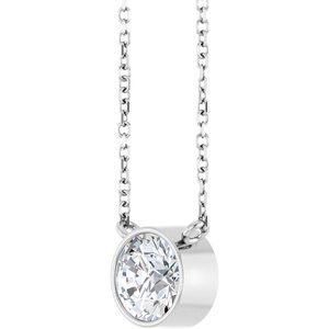 Lab-Grown Diamond Bezel-Set Solitaire Necklace - Style 88144
