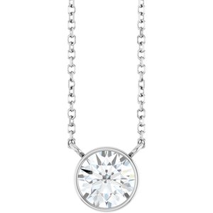 Lab-Grown Diamond Bezel-Set Solitaire Necklace - Style 88144