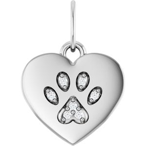 Ladies Natural Diamond Blank Paw Print Heart Pendant (I1, G-H) — Sterling Silver