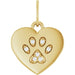 Ladies Natural Diamond Dog Mom Paw Print Heart Pendant (I1, G-H) — 14K Yellow Gold