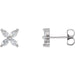 Ladies Natural Diamond Cluster Earrings — 14K White Gold