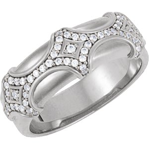 Ladies Natural Diamond Vintage-Inspired Ring (I1, G-H) — 14K White Gold