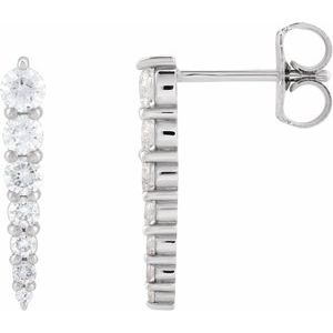 Ladies Natural Diamond Graduated Bar Earrings (I1, G-H) — Sterling Silver