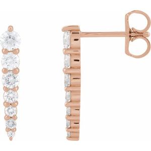 Ladies Natural Diamond Graduated Bar Earrings (I1, G-H) — 14K Rose Gold