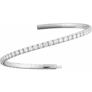 Lab-Grown Diamond Half Accented Flexible Bangle Bracelet