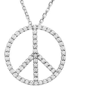 Ladies Natural Diamond Tiny Peace Sign Necklace (I1, G-H) — Platinum
