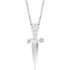 Ladies Natural Diamond Dagger Necklace (I1, G-H) — Sterling Silver