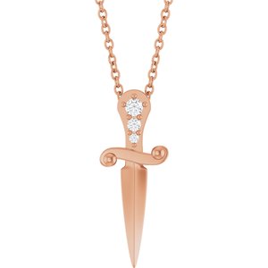 Ladies Natural Diamond Dagger Necklace (I1, G-H) — 14K Rose Gold