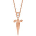 Ladies Natural Diamond Dagger Necklace (I1, G-H) — 14K Rose Gold