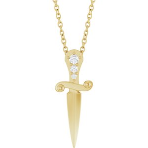 Ladies Natural Diamond Dagger Necklace (I1, G-H) — 14K Yellow Gold