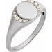 Ladies Engravable Natural Diamond Signet Ring (I1, G-H) — 14K White Gold