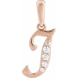 Ladies Natural Diamond Initial I Pendant (I1, G-H) — 14K Rose Gold
