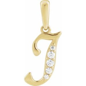 Ladies Natural Diamond Initial I Pendant (I1, G-H Ctw) — 14K Yellow Gold