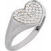 Ladies Natural Diamond Heart Signet Ring (I1, G-H) — 14K White Gold