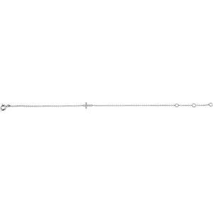 Ladies Natural Diamond Sideways Cross Youth Bracelet (I1, H-I) — 14K White Gold