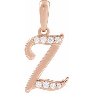Ladies Natural Diamond Initial Z Pendant (I1, G-H) — 14K Rose Gold