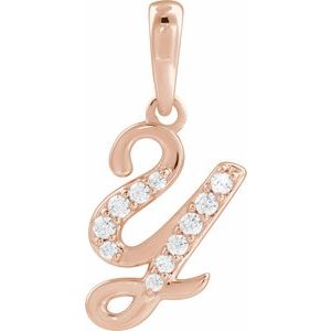 Ladies Natural Diamond Initial Y Pendant (I1, G-H Ctw) — 14K Rose Gold
