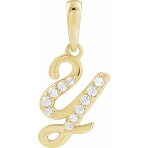 Ladies Natural Diamond Initial Y Pendant (I1, G-H Ctw) — 14K Yellow Gold