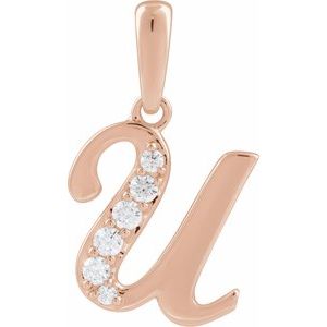 Ladies Natural Diamond Initial U Pendant (I1, G-H Ctw) — 14K Rose Gold