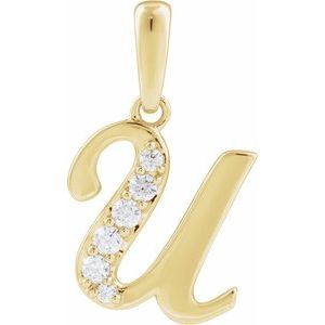 Ladies Natural Diamond Initial U Pendant (I1, G-H Ctw) — 14K Yellow Gold