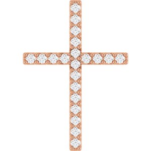 Ladies Natural Diamond Cross Pendant (I1, G-H) — 14K Rose Gold