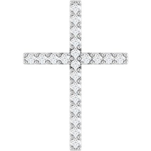Ladies Natural Diamond Cross Pendant (I1, G-H) — 14K White Gold