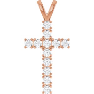 Ladies Natural Diamond Cross Pendant (I1, G-H) — 14K Rose Gold