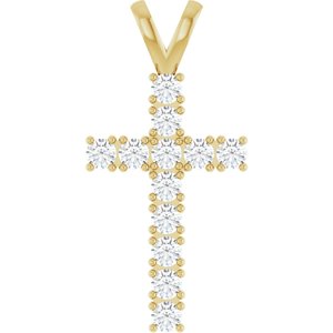 Ladies Natural Diamond Cross Pendant (I1, G-H) — 14K Yellow Gold