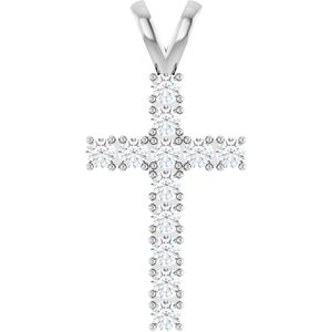 Ladies Natural Diamond Cross Pendant (Si2-Si3, G-H) — Platinum
