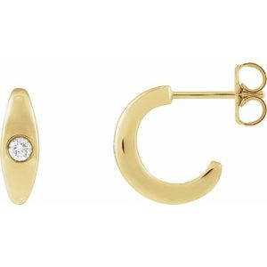 Ladies Natural Diamond 11.9 mm Hoop Earrings (I1, G-H) — 14K Yellow Gold