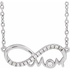 Ladies Natural Diamond Infinity-Inspired Mom Necklace (I1, G-H) — Sterling Silver
