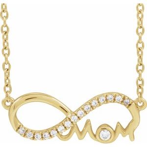 Ladies Natural Diamond Infinity-Inspired Mom Necklace (I1, G-H) — 14K Yellow Gold