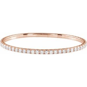 Ladies Natural Diamond Flexible Bangle Bracelet (I1, G-H) — 14K Rose Gold