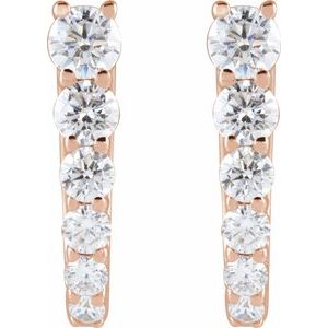 Ladies Natural Diamond 12.95 mm Hoop Earrings (I1, G-H) — 14K Rose Gold