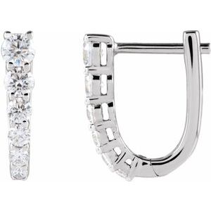 Ladies Natural Diamond 12.95 mm Hoop Earrings (I1, G-H) — 14K White Gold